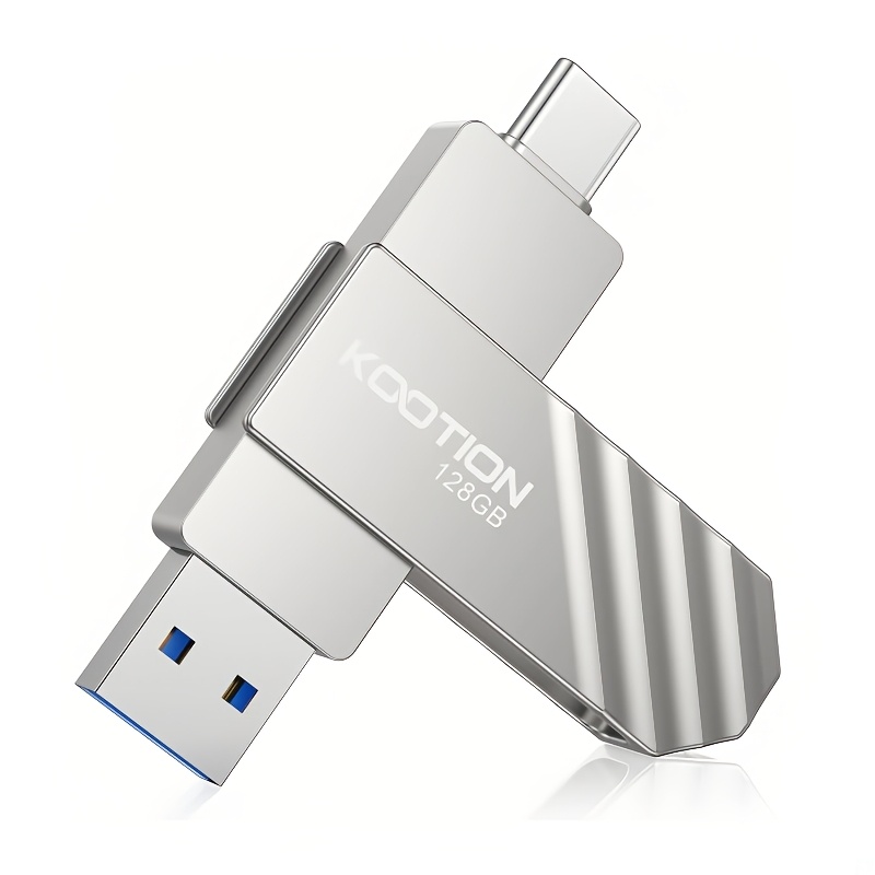 Image of Kootion 256gb 128gb 64gb 2in 1 Type C + Usb 3.0 Usb C Flash Drive , Swivel Metal Compatible With Phone/tablet/laptop