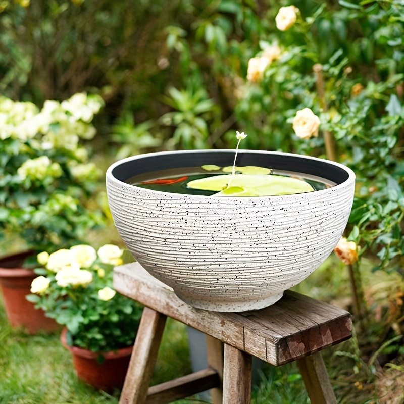 * Style for Lotus Bowl - Durable Plastic Hole-Free Aquatic Planter with  Striped Retro Design, Lightweight Circular Hydroponic Flower Pot for Fish,  Turtles * - Indoor/Outdoor Use