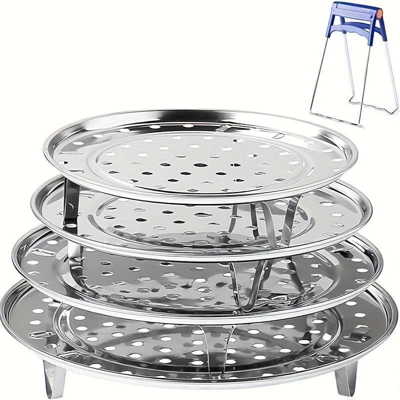 

4 Stainless Steel Steaming Racks: Ideal For Cooking , Eggs, And More - Compatible With Pots That Have A Diameter Of 7.09 Inches, 7.87 Inches, 8.66 Inches, And 9.45 Inches.