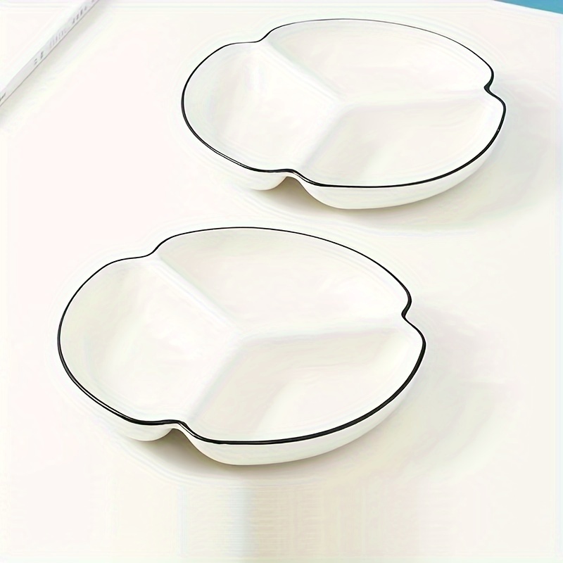 2pcs Ceramic Divided Dinner Plates - Round, 3-compartment Serving Dishes For Breakfast & Meals - Perfect For Home Kitchens