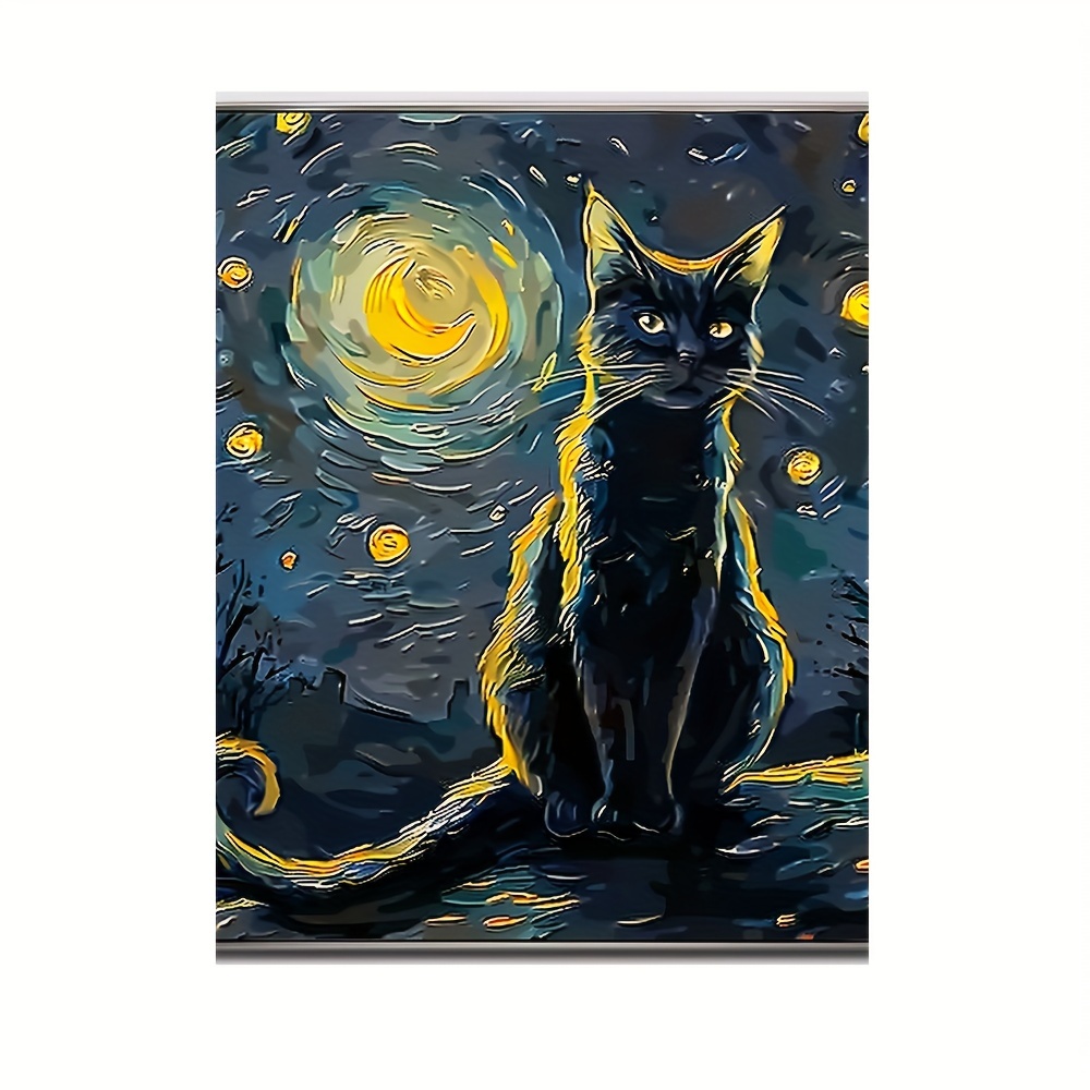 ヴィンセント・ファン・ゴッホの夜空の猫の現代アート油絵キャンバス壁