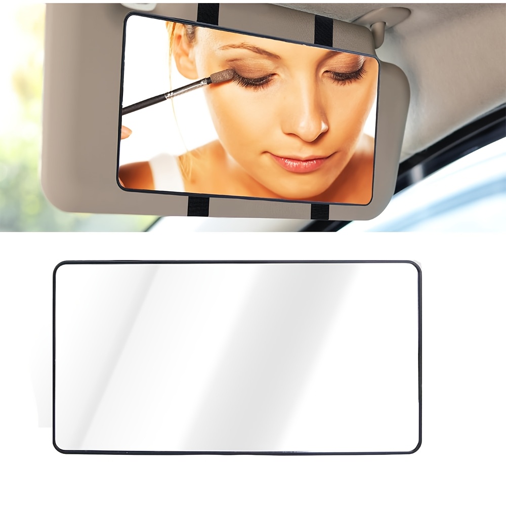 E-shop Auto Sonnenblende Spiegel, Kosmetik Make-up Spiegel mit Riemen, Innenraum Kosmetikspiegel, Auto Zubehör für Frauen Universal Sonnenblenden