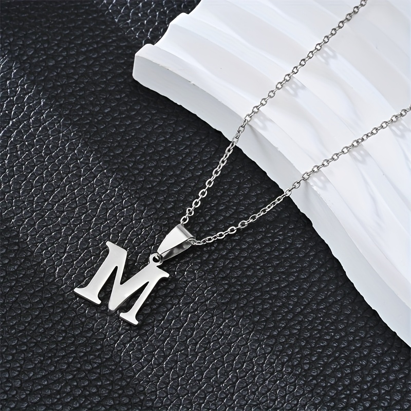 TEMU Collana con Pendente Alfabeto in Acciaio Inossidabile - Gioielleria Minimalista A-Z per Donne, Catena da Quotidiana Durevole, Regalo , Collana a