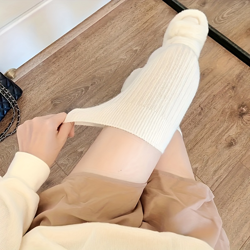 

-size Over-the-knee Socks For Women - Cozy, Warm & Stylish Solid Color Long Tube Stockings, Polyester , Winter, Cute Socks