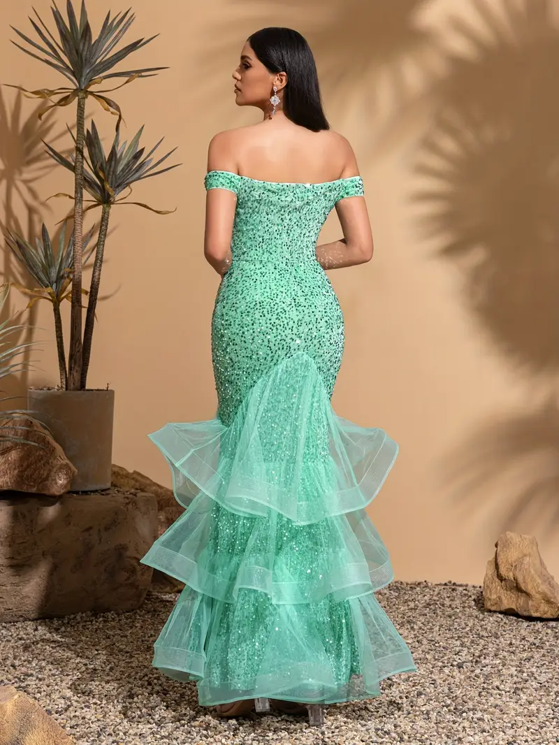 one shoulder design sequined bodycon style layered tulle hem - Temu Denmark one shoulder design sequined bodycon style layered tulle hem - Temu Denmark