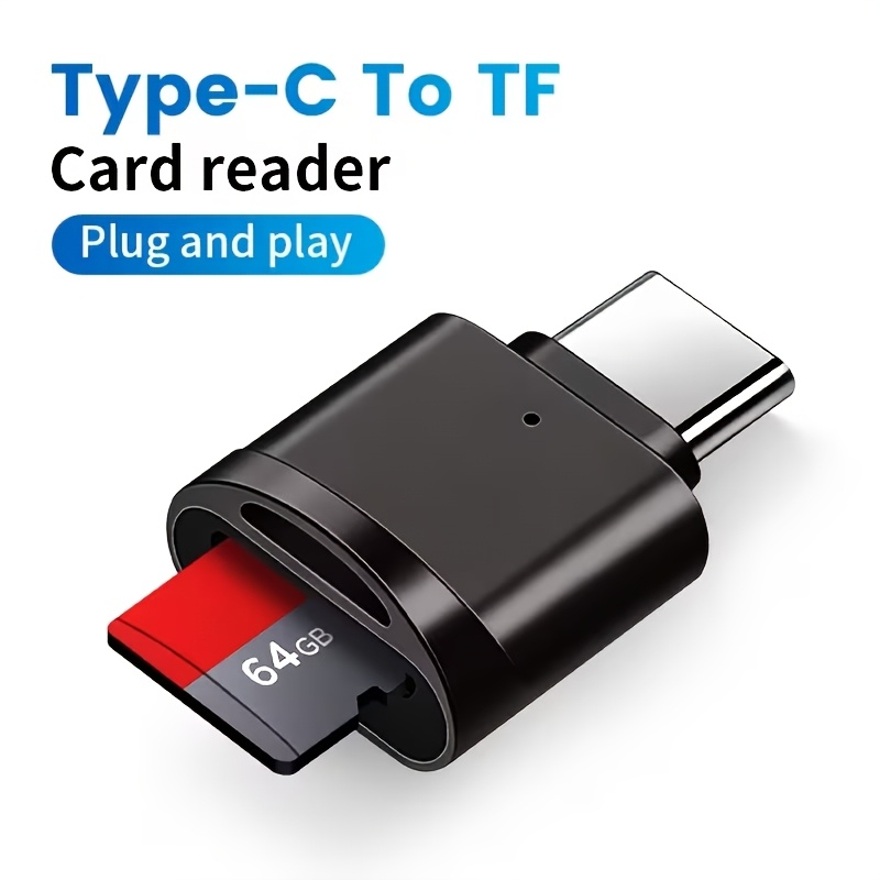 TEMU de tarjetas Mini TF USB-C, Adaptador OTG, Convertidor rápido Tipo-C, de tarjetas multi-dispositivo con puerto USB-C, de memoria móvil, Lectura