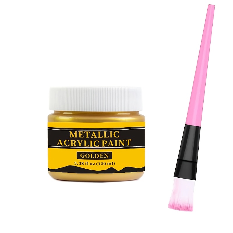 Image of Metallic Acrylic Paint In Golden Silvery Colors-non Toxic, Non Fading, 100ml Paint For Art, Painting, Handcrafts, Ideal For Canvas Wood Clay Fabric Craft Supplies