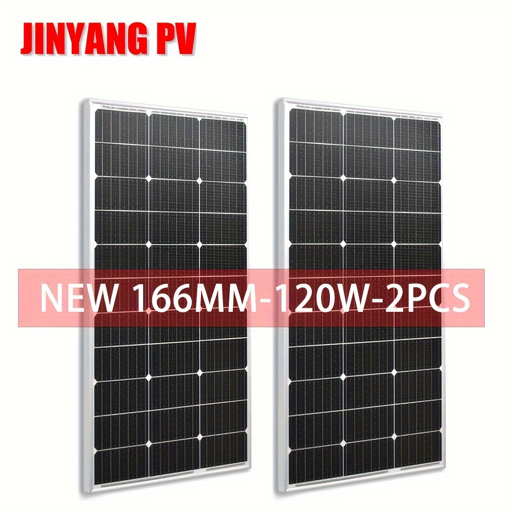 

2 panneaux solaires 120W équivalent à un panneau solaire 240W 18V rigide photovoltaïque à cellules monocristallines pour la charge de batteries 12V et 24V - Cadre en aluminium de 30mm