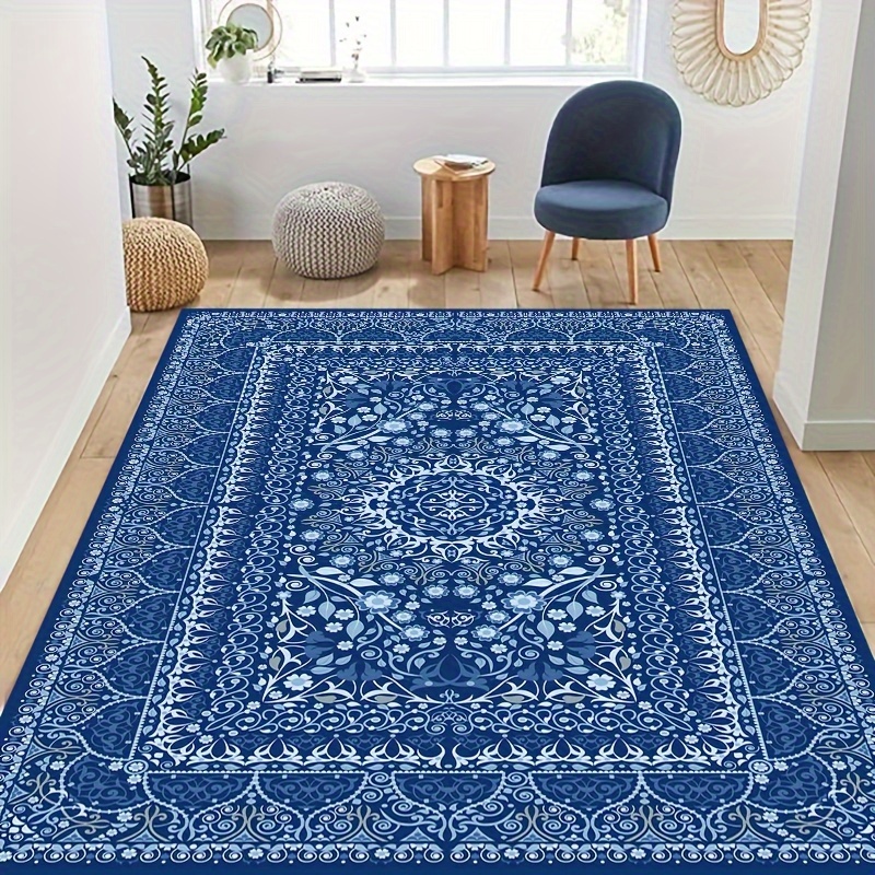 

1pc Dove Flannel Area Rug, Non-slip, Machine Washable With Water-wash Backing, 5mm Thick, Persian Print Home Decor Carpet For Living Room And Bedroom, Multiple Sizes