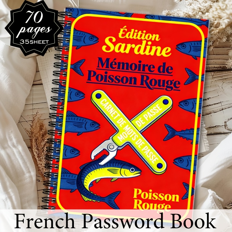 TEMU Carnet de de passe français, 1 pièce, Carnet de de passe, de de passe pour adultes et seniors avec motif de sardine et poisson rouge