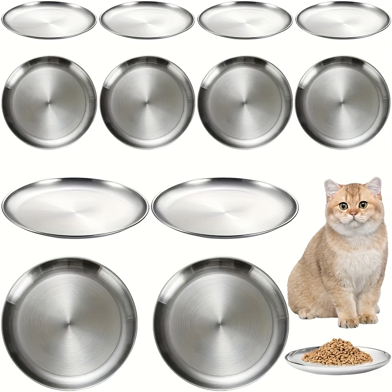 

12-pack Stainless Steel Cat Bowls - Non-slip, Shallow, Multipurpose Feeding Dishes For Cats & Small Pets, Stackable & Easy To Store, No Battery Needed