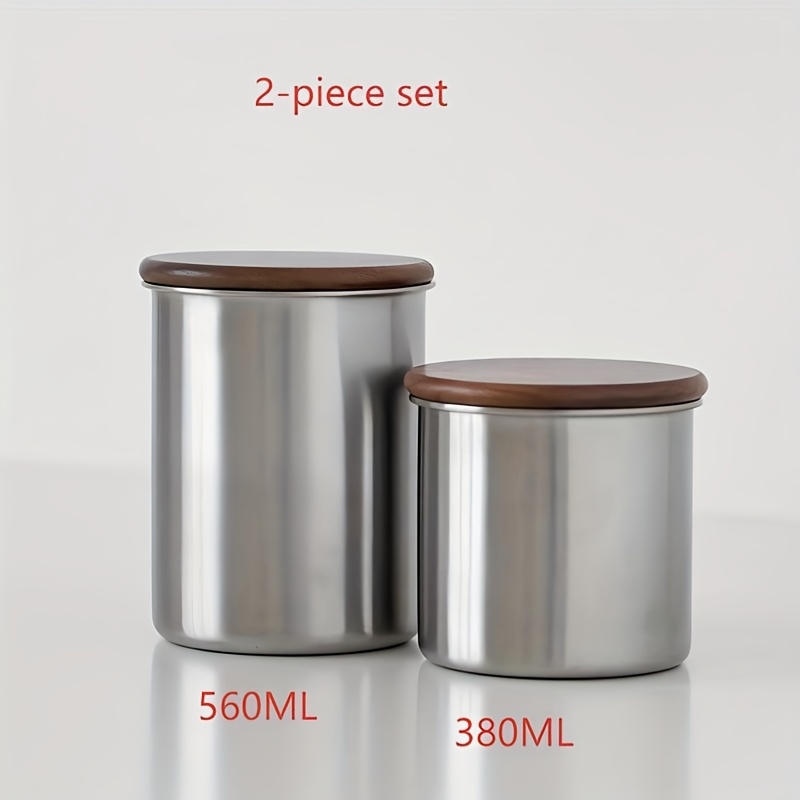 TEMU 2pcs Vintage Coffee Storage Jar, Sealed Storage Jar, Coffee Bean Jar, Sus304 Stainless Steel, Storage Sealed Box, Tea Jar, Food Storage Jar,