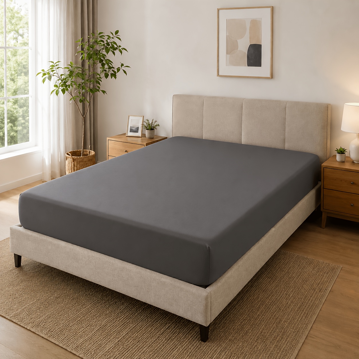 Image of Soft Microfiber Fitted Sheet With 35cm Deep Pocket, Elastic Mattress Cover, Smooth Breathable Bed Sheet, , Multiple Sizes & Colors