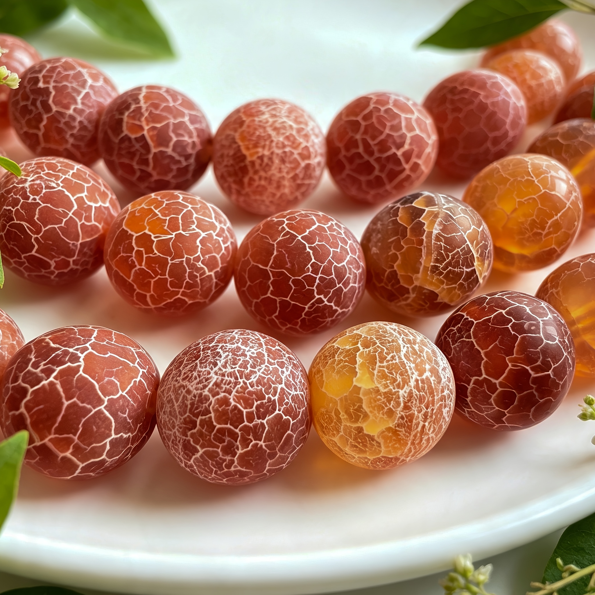 Approx. 18pcs Spherical Shape Agate Beads for Christmas