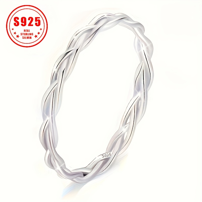 

925 Sterling Silver Ring Cute Braiding Design Match Daily Outfits Stacking Jewelry High Quality Decor Perfect Ornament For Your Best Friend 2.1g/0.07oz