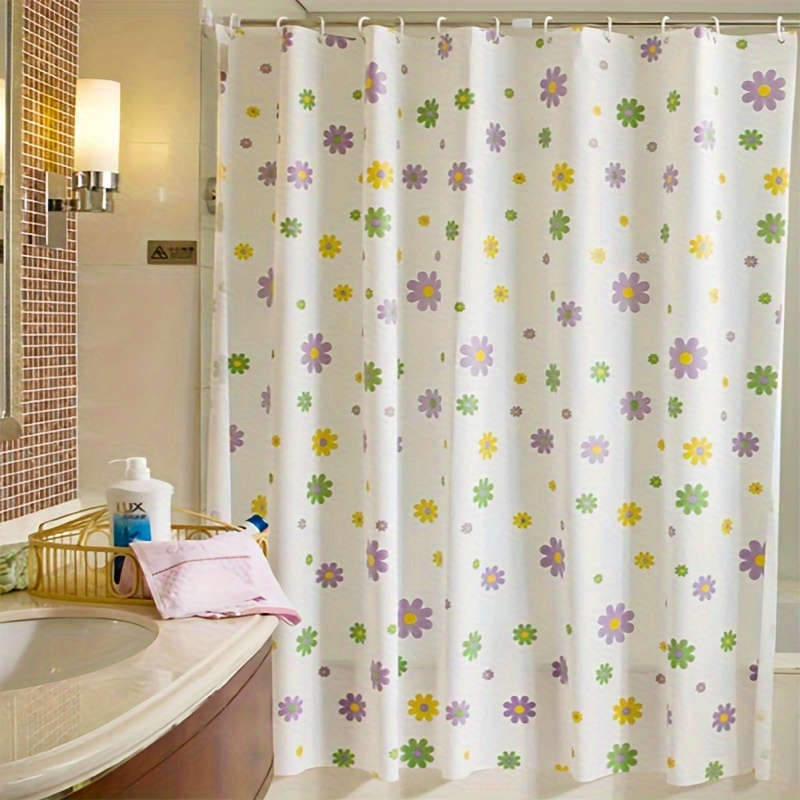 

Colorful Sunflowers Curtain, 1pc Waterproof Plastic Shower Curtain Premium Peva Non-toxic With Rust Proof Grommets Frosted Heavy Frosted Duty Bathroom Accessories 72''x72''