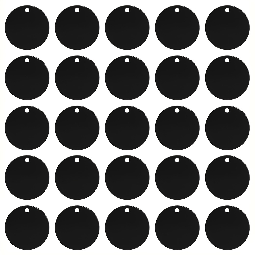 Round Aluminum Engraving Blanks Tags Stamping Blanks 25 Pack Diameter 1.57 Inch (black)