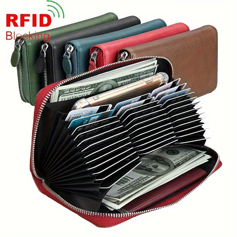 

Large Capacity Credit Card Holder 36 Slots Zipper Wallet With Rfid Blocking Handbag For Women Organized Use