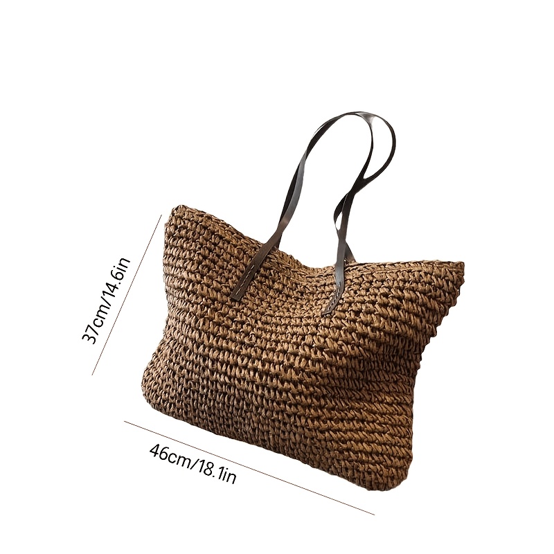 Image of Large Capacity Woven Nylon Tote Bag & Crossbody Wallet Handbag - , Casual Beach Bag With Zipper Closure, Handbag Suitable For Shopping,, Travel