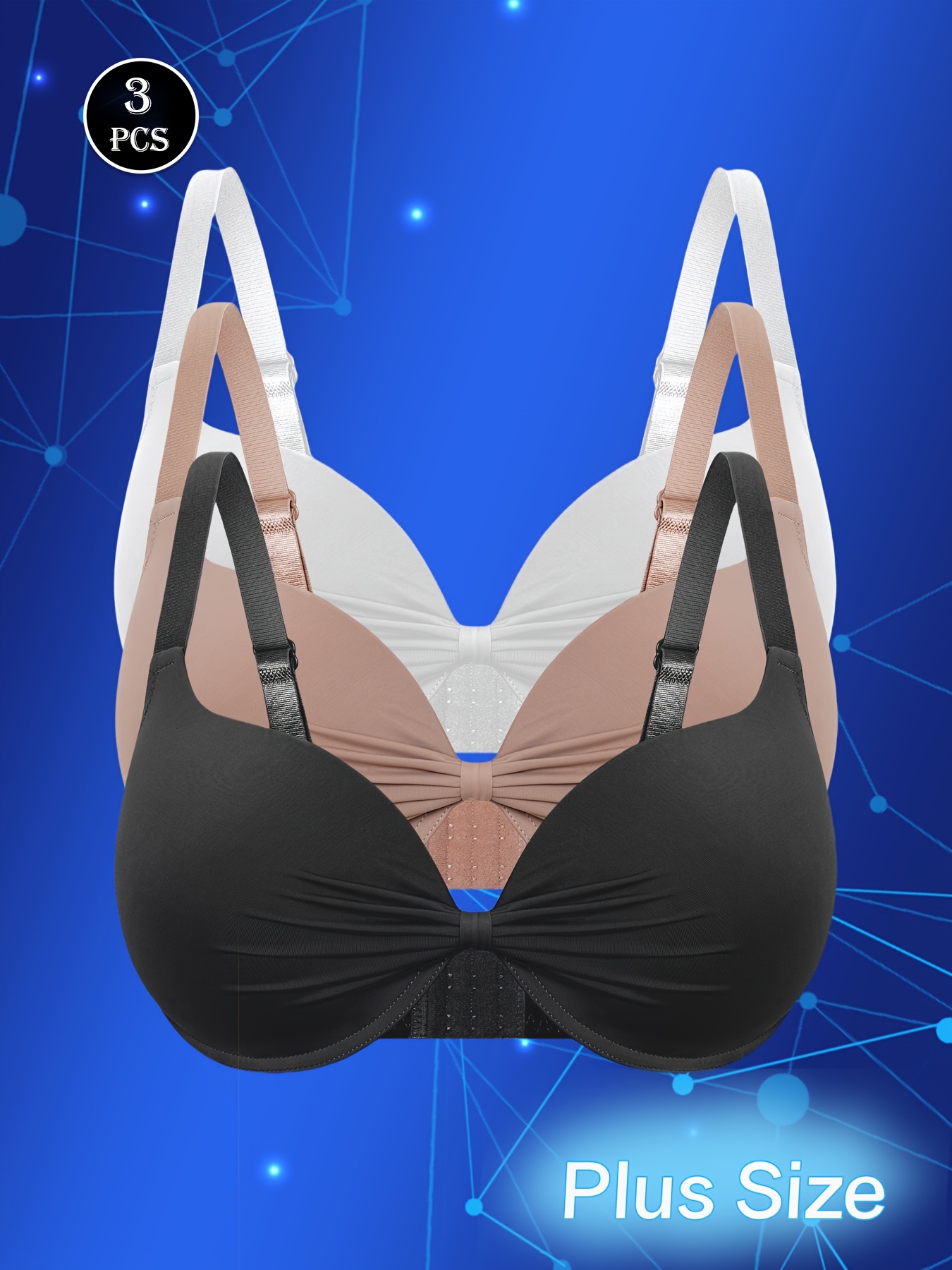 3 teilige push up bhs in übergröße damen schwarzer - Temu Germany, image size:800x1067