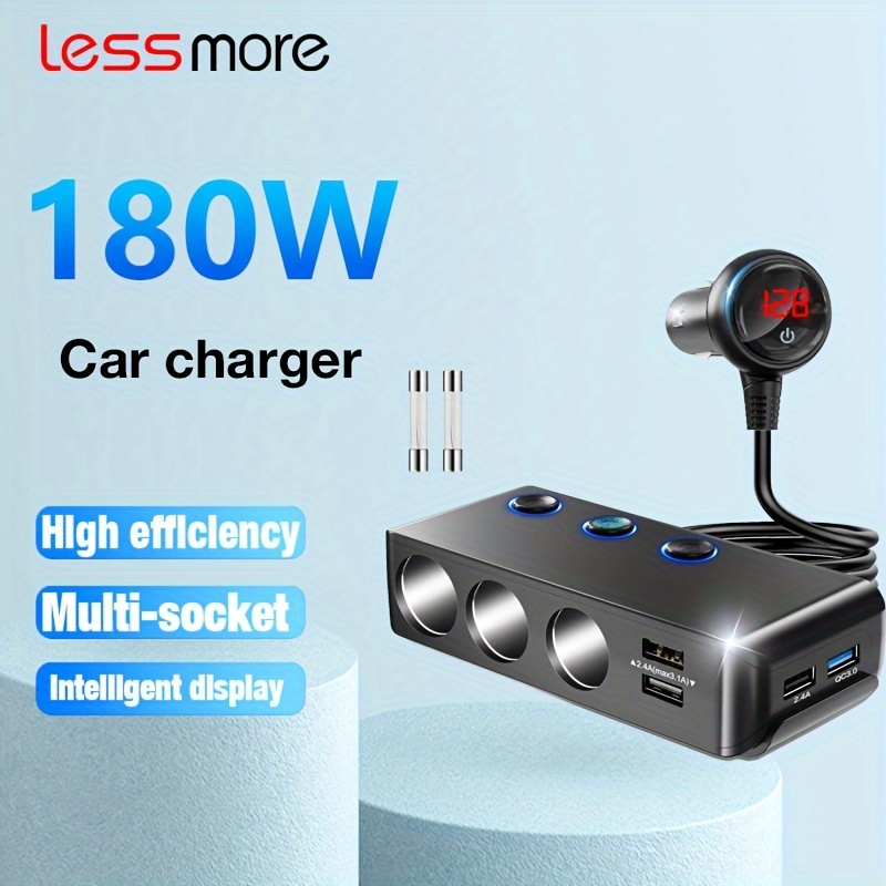 180W Car Charger with USB Ports Type-C Ports, 12V-24V Universal,  Fast Charging, Data Transfer, 3, Car Charger Fast