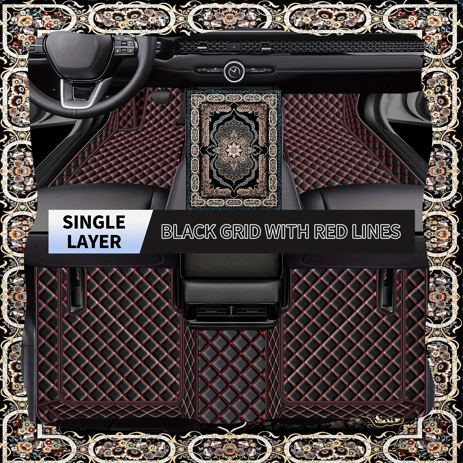 TEMU Luxury Pu Leather Car Floor Mat 3pcs Set For Guangzhou For 2018-2021 Gasoline Models, Suitable For Left-hand Drive Vehicles, Easy To Clean,