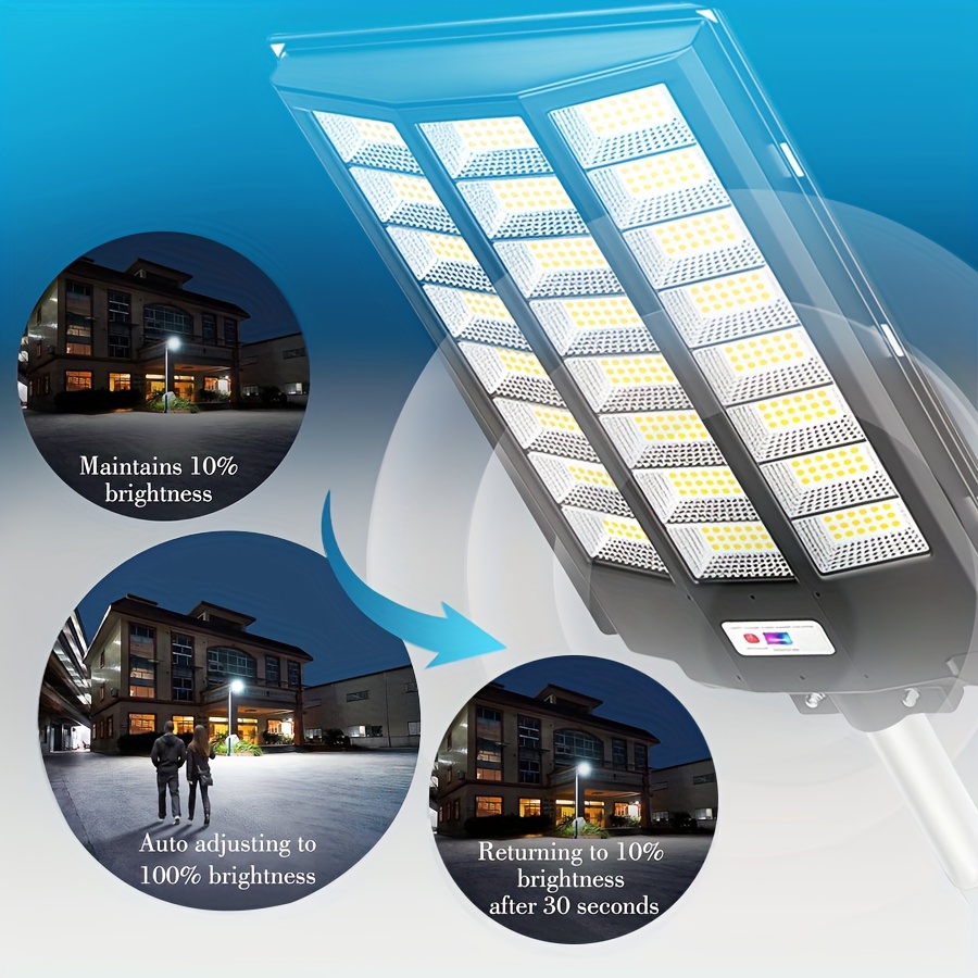 Solar Lights Outdoor for Outside, IP65 Street Lights Outdoor, Battery level indicator, 6500K Dusk to Dawn Solar Security Flood Lights Motion Sensor with Remote Control for Parking lot, 1 Pack