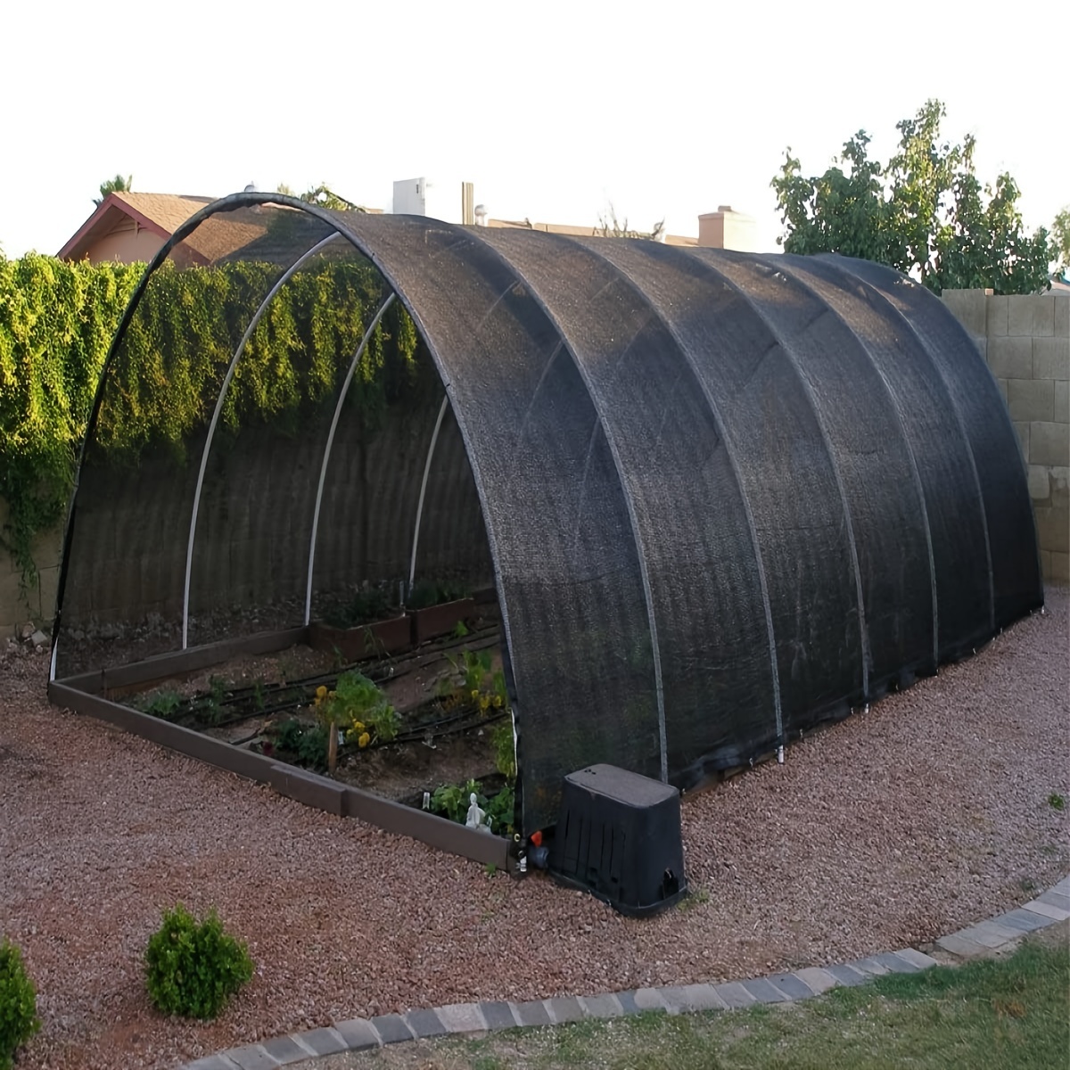 

Black 50% Shade Cloth Cover With Clips For Plants