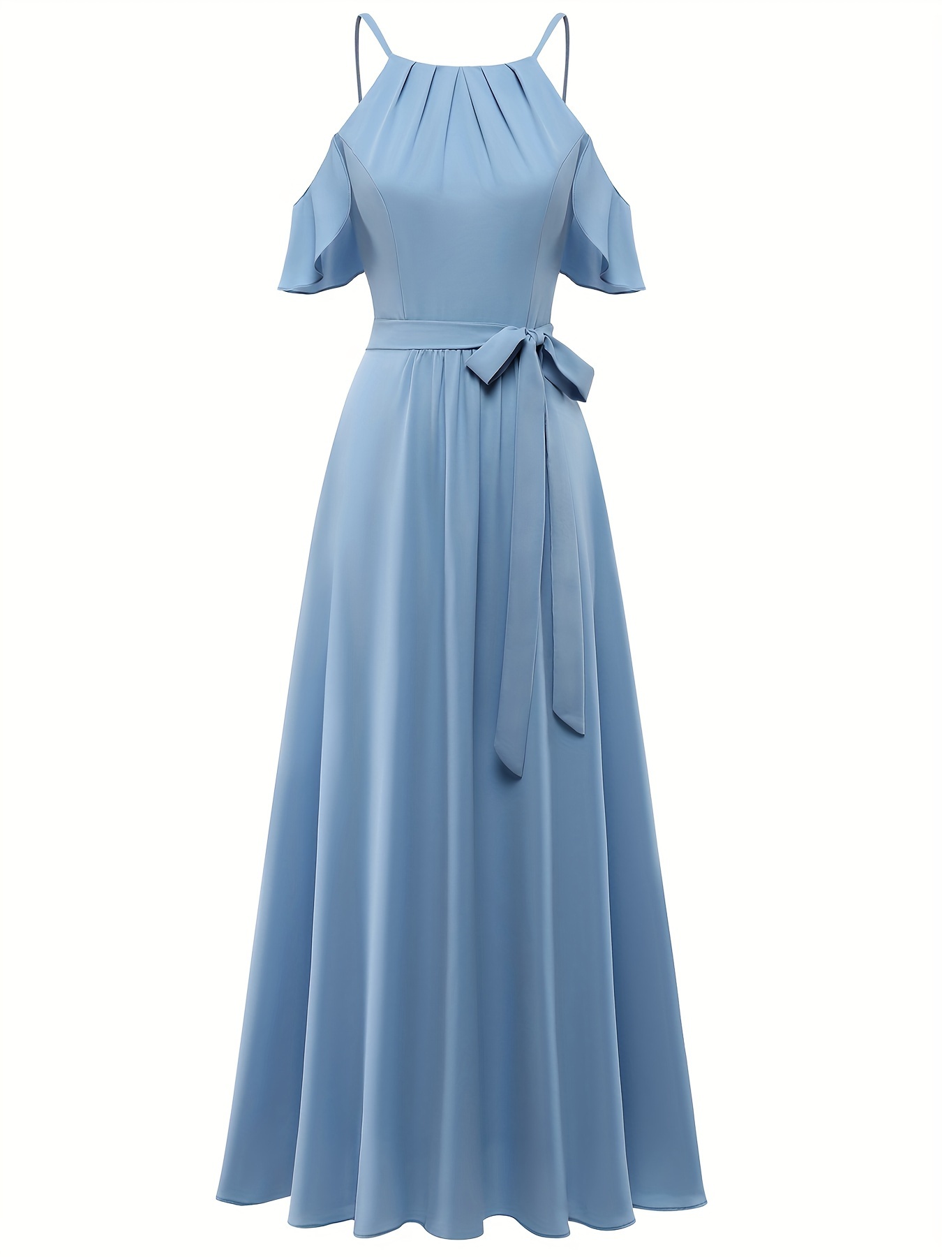 elegant light bridesmaid dress ruffle detail - Temu
