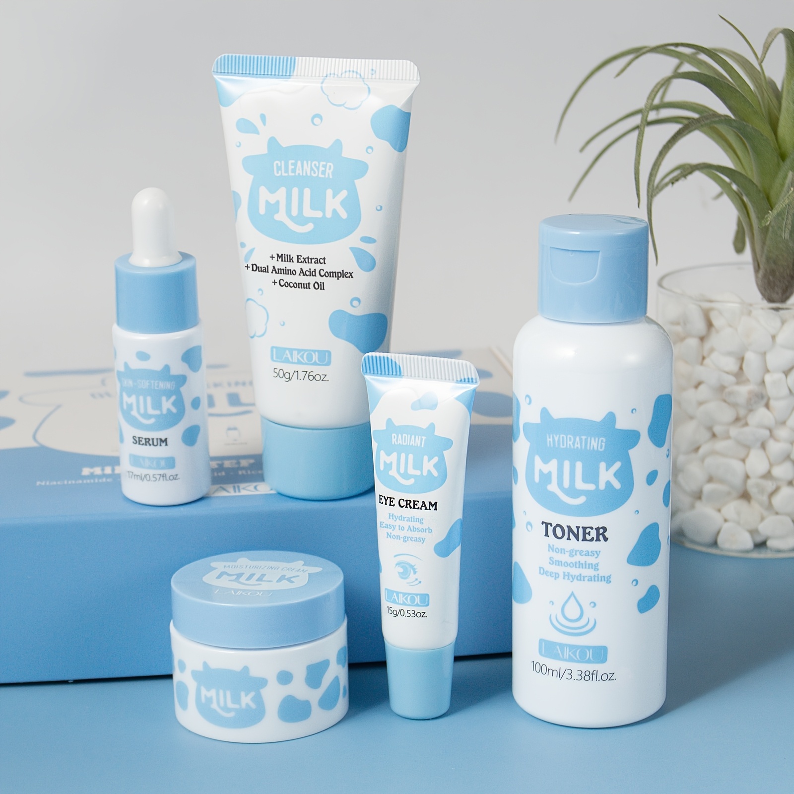 LAIKOU Sakura and Milk Skincare Gift Set, 5-Piece Routine