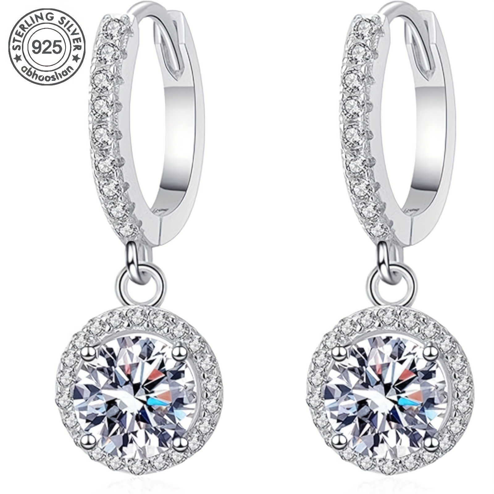 925 sterling silver disc starry sky moissanite hoop pendant earrings fashionable and elegant suitable for weddings and parties with a   box Product details 3
