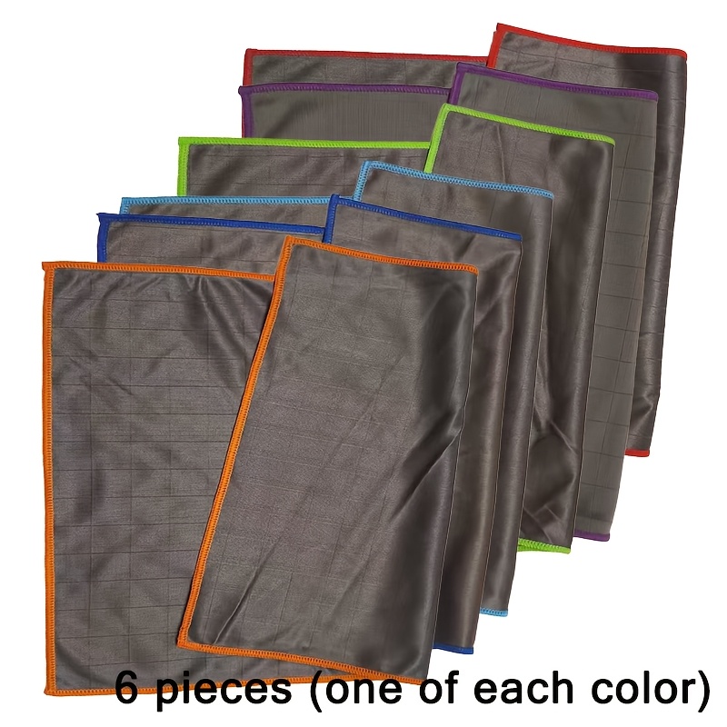 TEMU 6 piezas, Uno de Color - Paños de Limpieza Reutilizables de Fibra de Carbono Mágica Engrosada de 400GSM, Sin Rayas y Resistente a Manchas, y