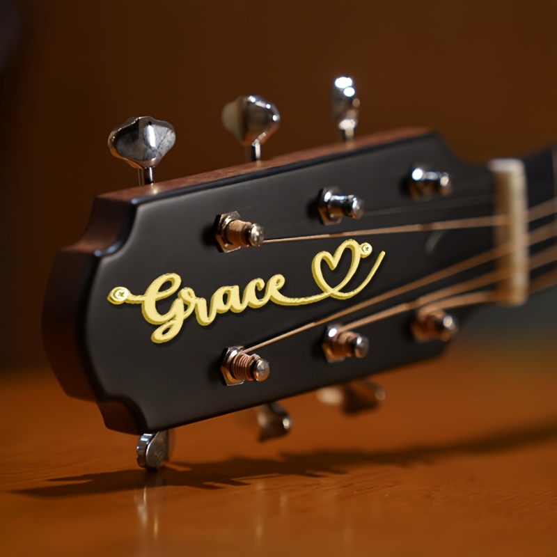 TEMU Fit For Any Guitar Compatible With 3d Text Name/number/logo Plate - Polished Stainless Steel Guitar Top-mount Identification Tag, Music