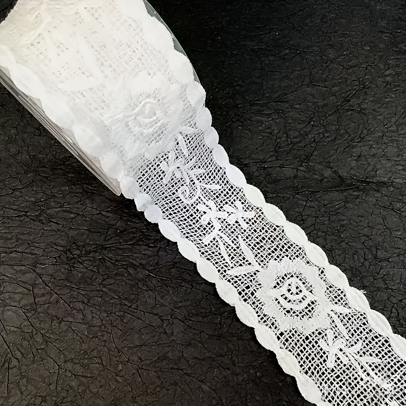E-shop Weißer Spitzenstoff Mode Bekleidung Verzierung - Exquisites Blumenmuster mit Kalkspurkante, Handgefertigter Nähdekorationsstreifen, Geeignet für