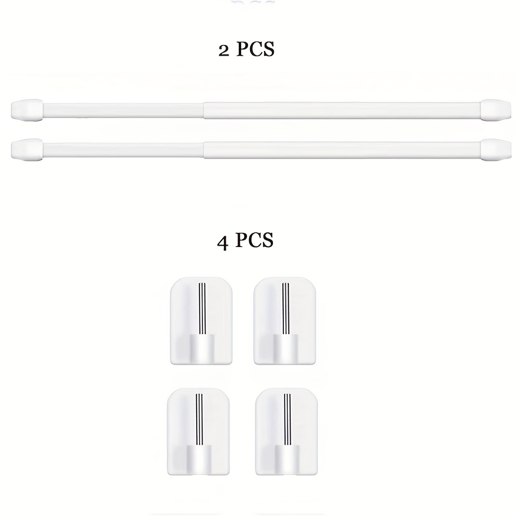 Image of A Set Of 2 Adjustable Shower Curtain Rods, Ranging From 30 To 50 Cm, Suitable For Projects In Kitchens And Bathrooms, Complete With Self-adhesive Hooks