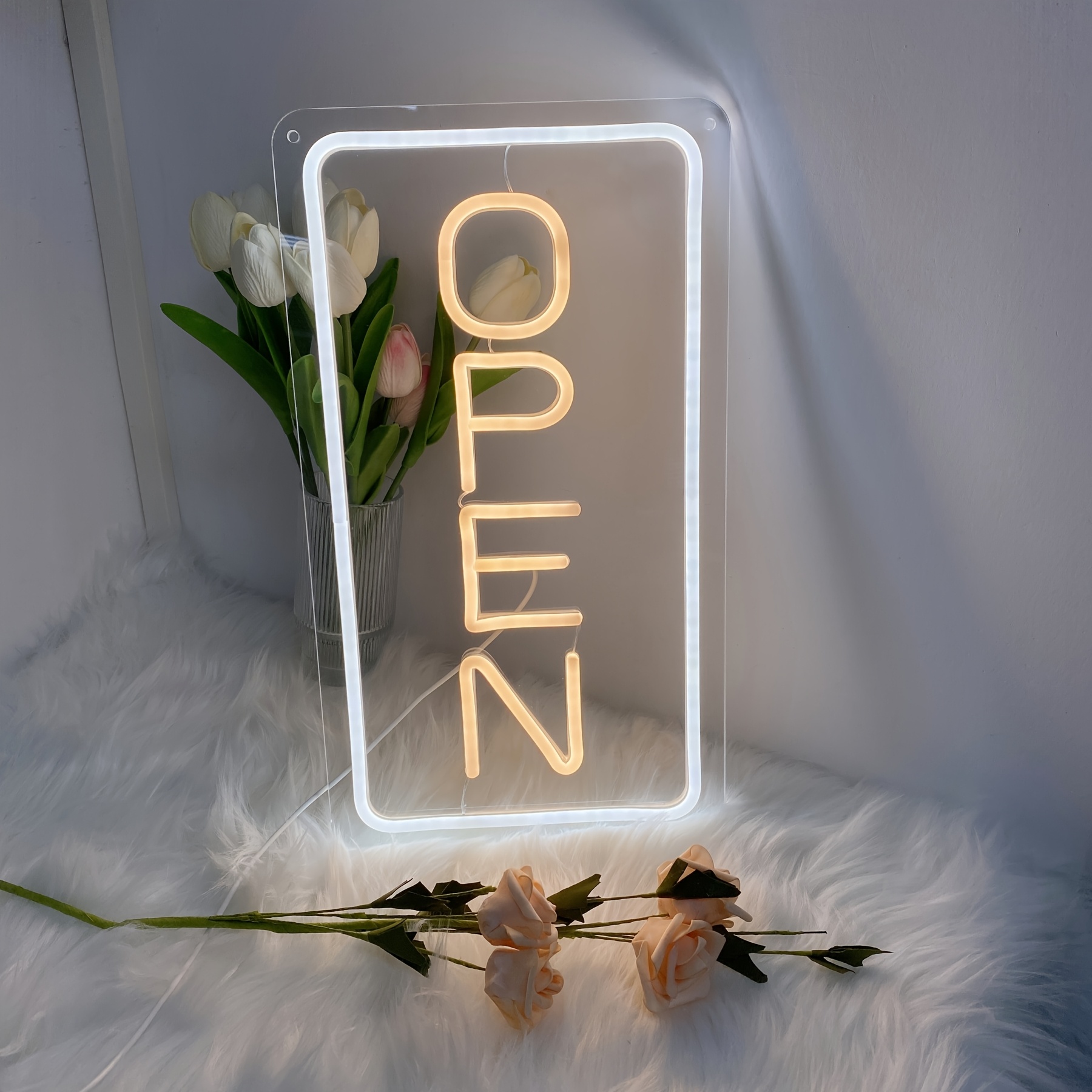 Gozye Led Open Neon Sign, Business Led Neon Open Signs, Dimmable Light Up Open Sign With Switch For Business Storefront Window Glass Florists Bar Salon Cafes Pubs
