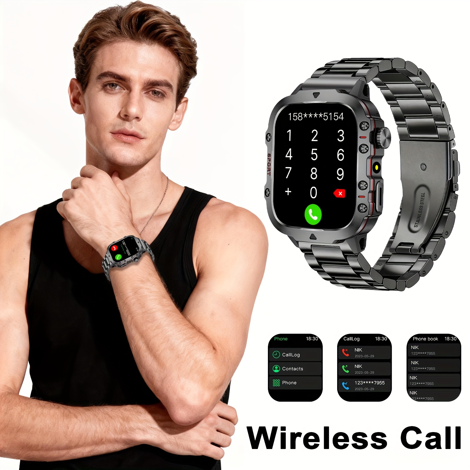 Valentine'S Day Gift, Upgraded Smart Watch for 2025, Featuring a 1.81-Inch HD Screen, Flashlight, Wireless Calling, Contacts, Message Notifications, Multiple Sports Modes, Sedentary Reminders, Alarm Clock, Weather Checking, Call Logs, Pedometer