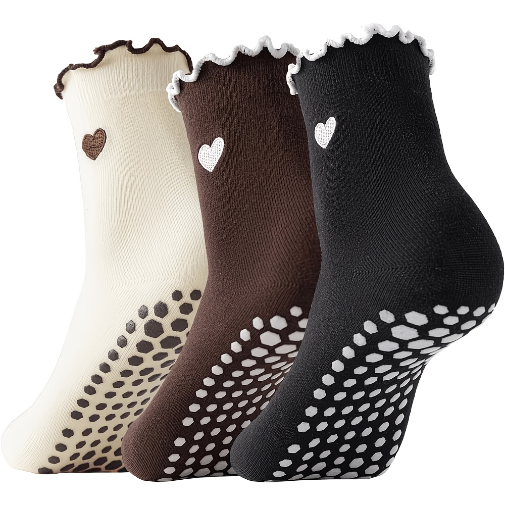 TEMU 3 Pairs Women's Non-slip Pilates Yoga Socks, Soft Breathable Use, Suitable For Pilates, Women's Pilates Socks