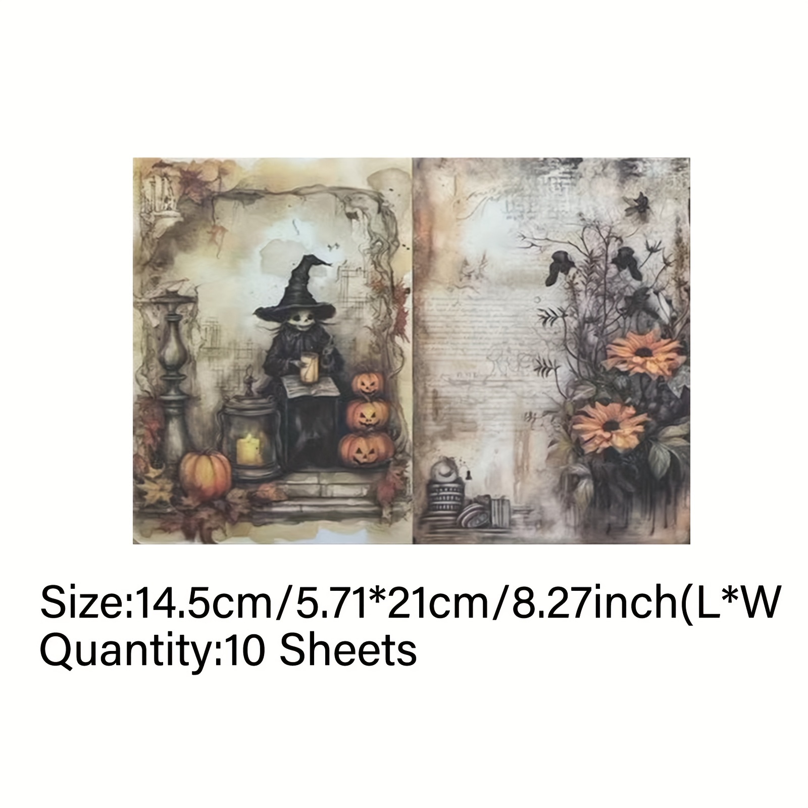 Vigus10 Halloween Witch Pumpkin Lantern Description Scrap Diary Magazine A5 Size Craft Paper