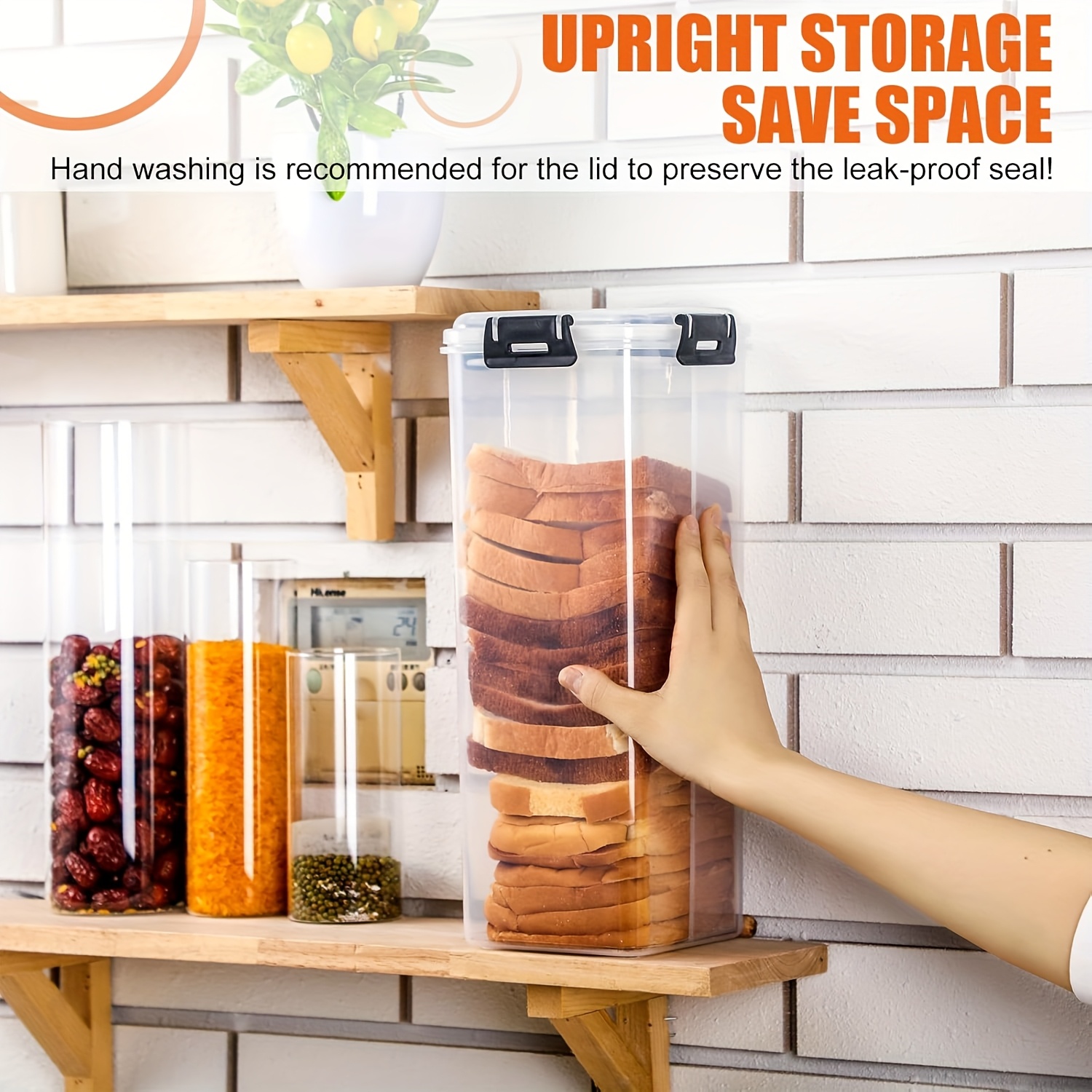 Food Storage Container with Lid and Seal, Rectangular