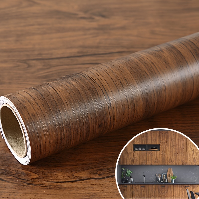 

1 Roll Self-adhesive Walnut Wood Grain Wallpaper, 40cm/15.74inch By 300cm/118.1inch, Waterproof Furniture Renovation Sticker, Retro Brown Teak Wood Vinyl Wrap For Cabinets, Desk, Wooden Doors