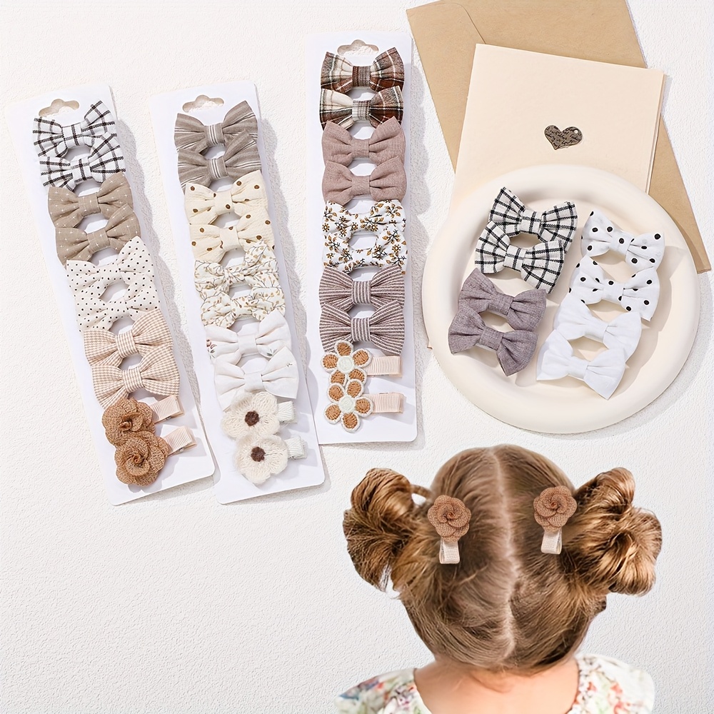 

Ensemble de 20 Mini Barrettes à Nœud Style - Imprimé Papillon en Tissu , Polyester et Fer, Idéal pour le à l'École