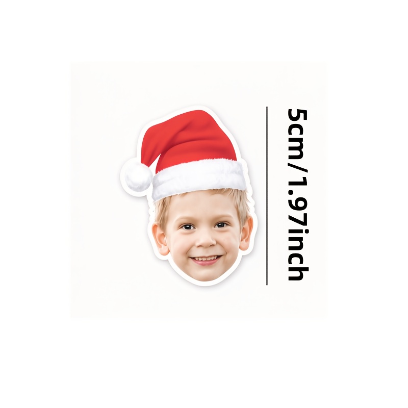 TEMU 5/15/20/25/30/40//70/90/100pcs Custom Photo Christmas Face Stickers, Personalized Family Photo Labels, Christmas And Elf Hat 2 Styles, Holiday
