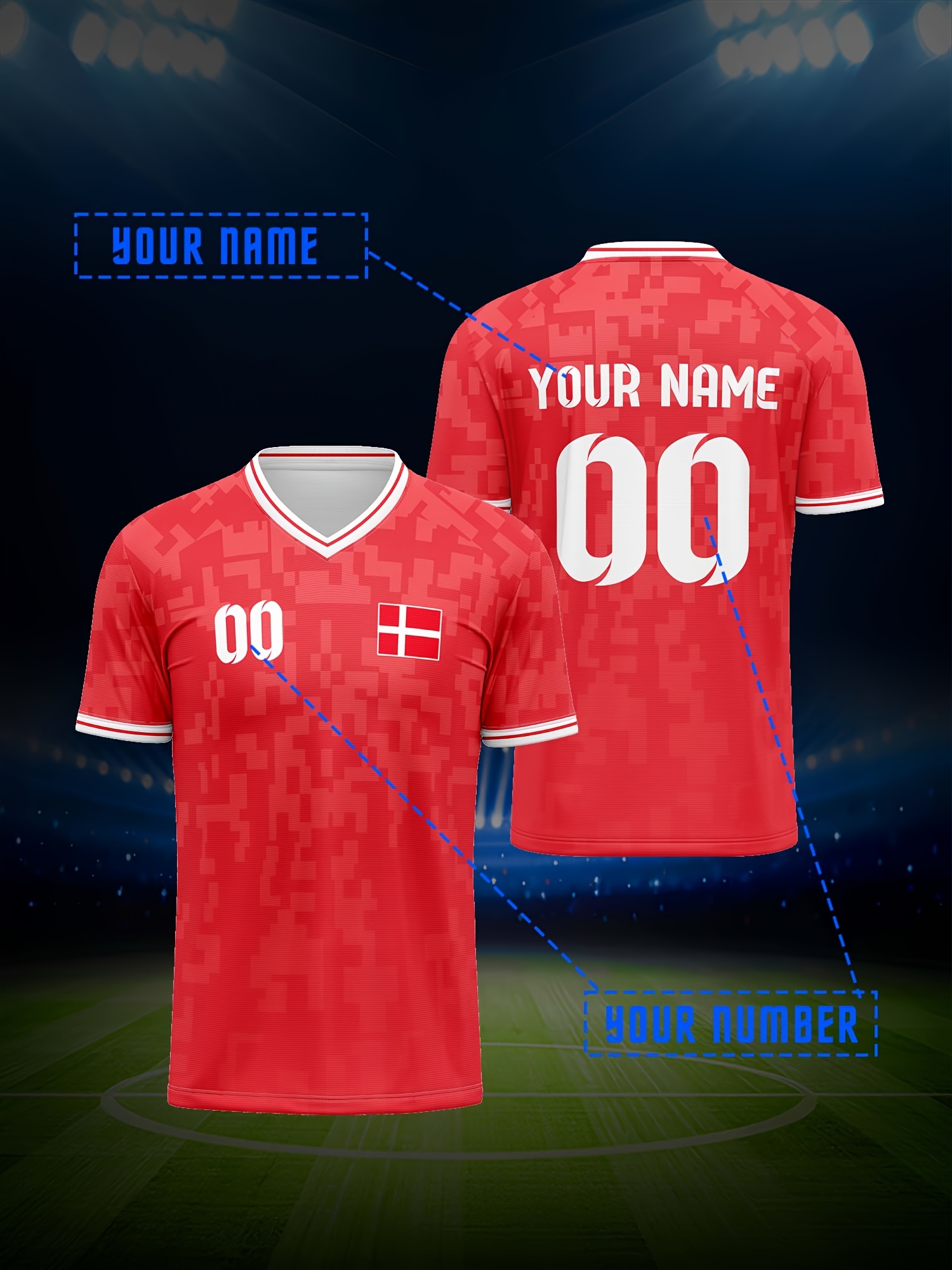 european denmark v neck football jersey customizable name Temu Oman