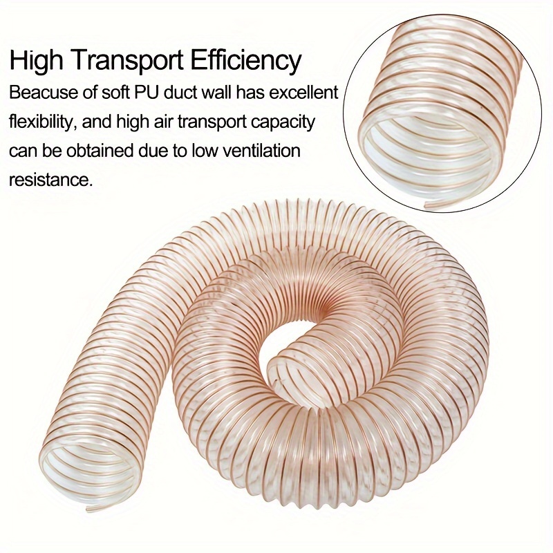 1pc   pu flexible ducting hose 75mm 100mm 125mm 150mm transparent ventilation pipe for woodworking fume dust extraction