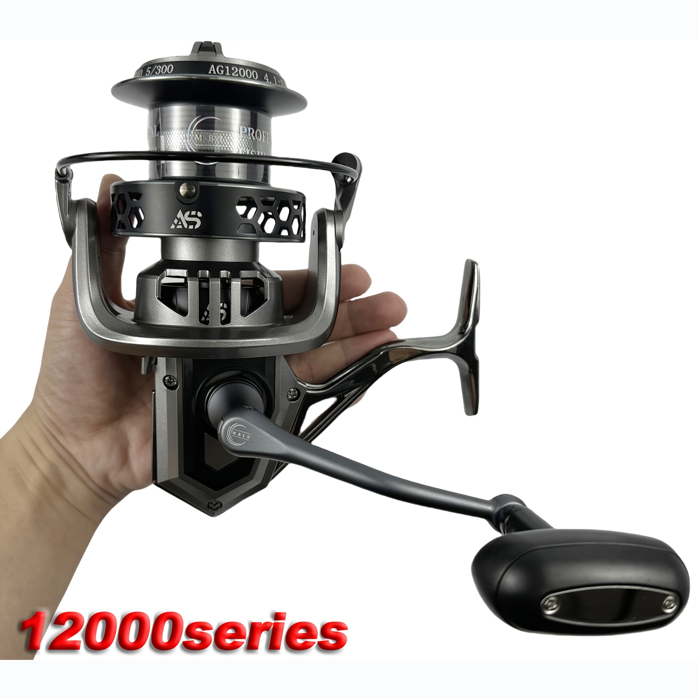 Image of Mbln Brand, 8000-12000 Series, High Braking Power Spinning Reel, Aluminum Alloy Spool, Alloy Gear, Aluminum Alloy Foot, Aluminum Alloy Handle, Max Drag 30kg, Suitable For Fishing, Trolling