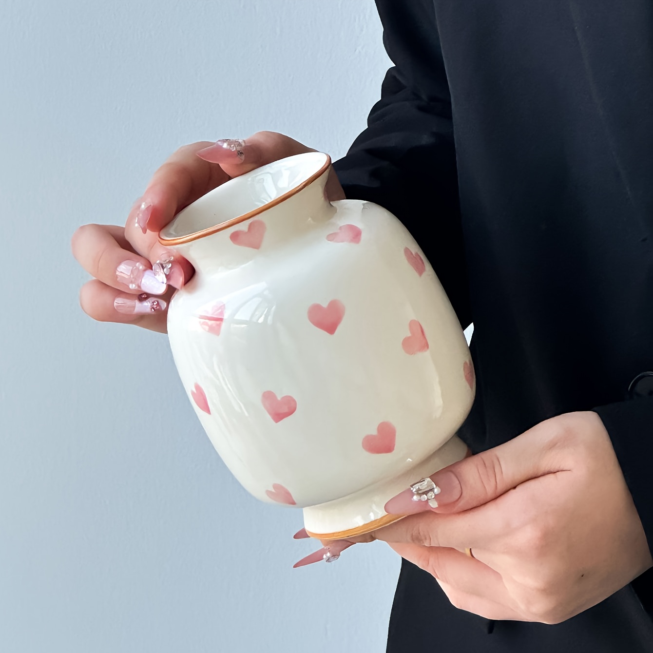 TEMU 1pc Easy Modern Hand-painted Ceramic Vase, Valentine's Day Gift , Dried And , Bedroom Dressing Table Dining Table Decoration, Study Bookcase