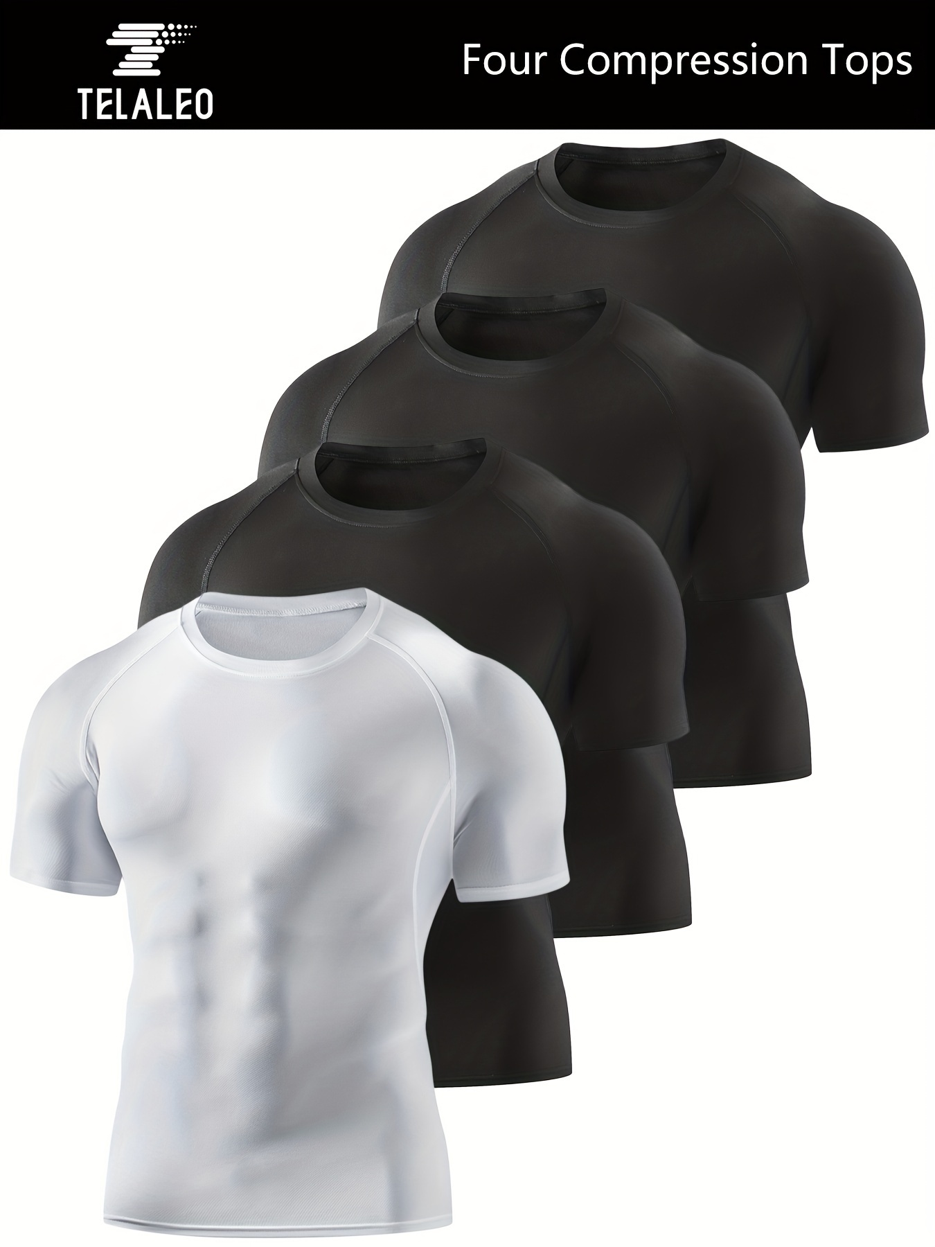 Paquete de 3 camisetas de compresión de manga corta para hombres, camiseta  de compresión para hombre, camiseta de entrenamiento atlético, deportes