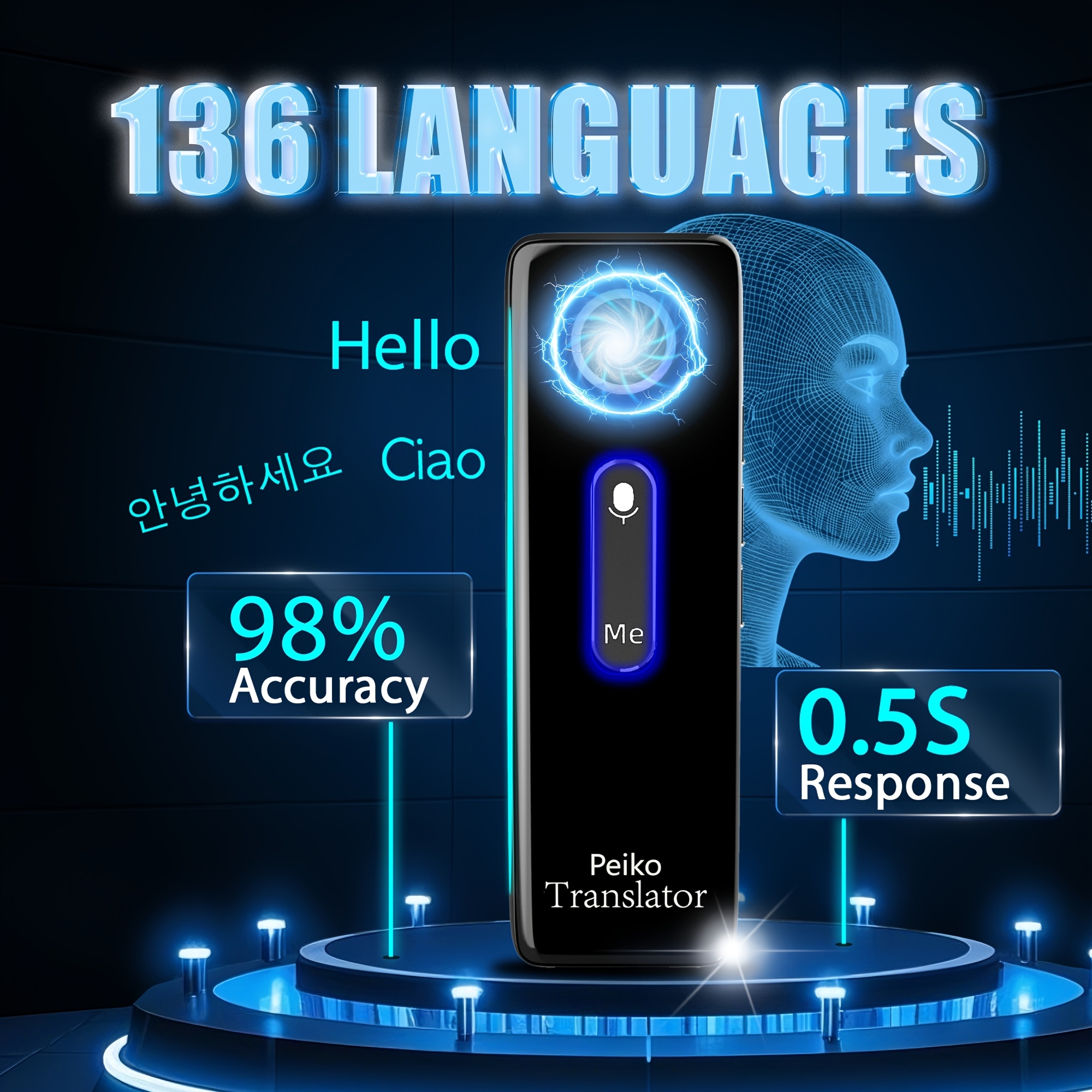 Image of Portable Language Translator Device, Instant Translator, App Online Voice Translation, 136 Languages , High Accuracy Translator Device For Travel