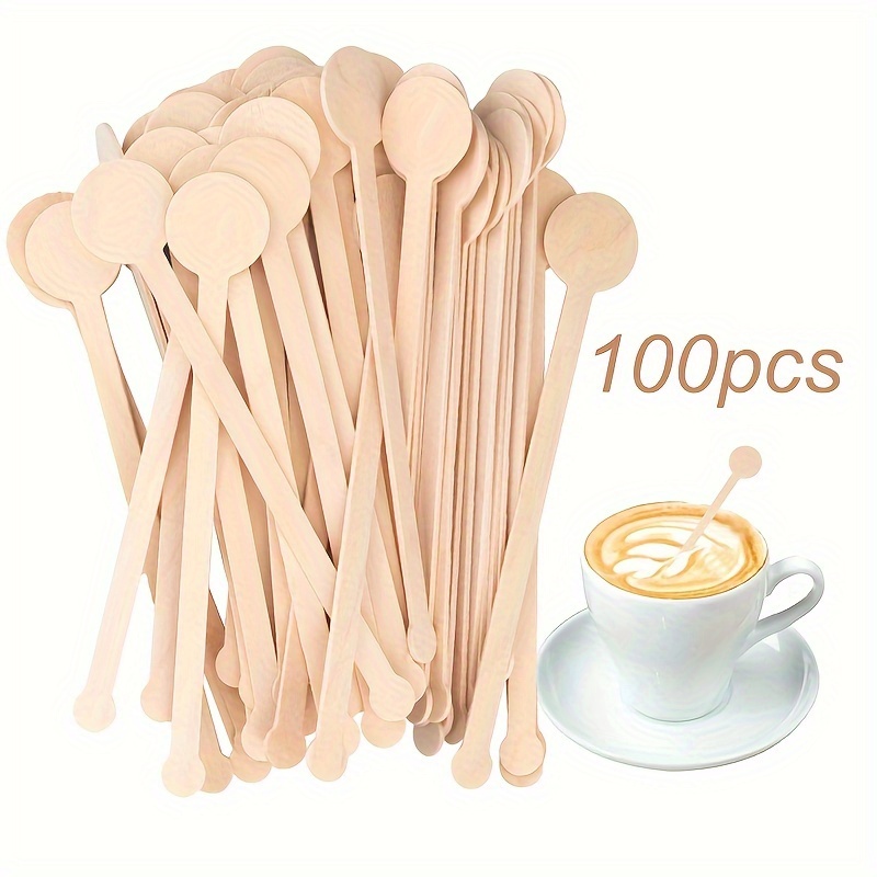 100 X Wooden Coffee Stirrers, Eco Friendly Coffee Stirrers Wood For Hot
